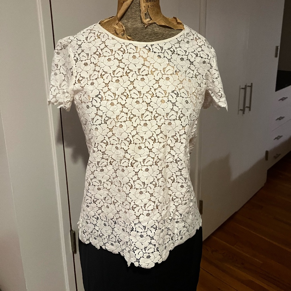 Talbots White Lace Blouse